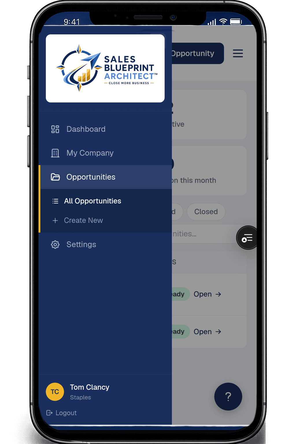 Sales Blueprint Architect on mobile